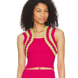 NWT Majorelle Jeneli Crochet Crop Top in Hot Pink & Lime Revolve XS